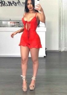 Orange Bandage Backless Patchwork Fashion sexy Jumpsuits & Rompers