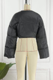 Black Casual Solid Basic V Neck Outerwear