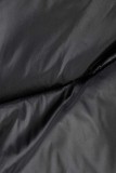 Black Casual Solid Basic V Neck Outerwear