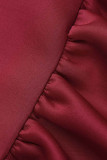 Red Sexy Formal Solid Patchwork See-through V Neck Evening Dress Dresses