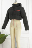 Black Casual Solid Patchwork Zipper Collar Outerwear