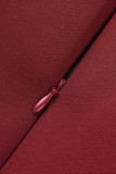 Red Sexy Formal Solid Patchwork See-through V Neck Evening Dress Dresses