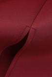 Red Sexy Formal Solid Patchwork See-through V Neck Evening Dress Dresses