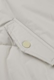 Grey Casual Solid Patchwork Cardigan Mandarin Collar Outerwear