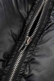 Black Casual Solid Patchwork Outerwear