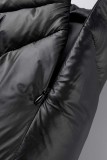 Black Casual Solid Basic V Neck Outerwear