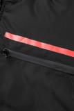 Black Casual Solid Patchwork Zipper Collar Outerwear
