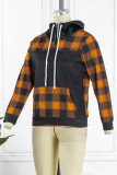 Grey Casual Print Patchwork Hooded Collar Tops