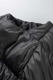 Black Casual Solid Basic V Neck Outerwear