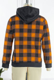 Grey Casual Print Patchwork Hooded Collar Tops