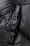 Black Casual Solid Patchwork Outerwear