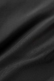 Black Casual Solid Patchwork Zipper Collar Outerwear