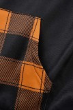 Grey Casual Print Patchwork Hooded Collar Tops