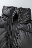 Black Casual Solid Patchwork Outerwear