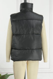 Black Casual Solid Patchwork Outerwear