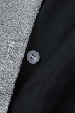 Black Casual Patchwork Contrast Turndown Collar Regular Jumpsuits