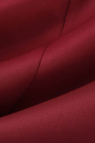 Red Sexy Formal Solid Patchwork See-through V Neck Evening Dress Dresses