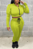 Red Casual Solid Patchwork Zipper Turndown Collar Long Sleeve Two Pieces