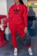 Red Casual Print Letter Hooded Collar Long Sleeve Two Pieces