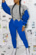 Blue Casual Solid Bandage Patchwork O Neck Long Sleeve Two Pieces