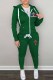 Green Casual Print Patchwork Hooded Collar Long Sleeve Two Pieces