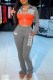 Grey Casual Print Letter Zipper Collar Long Sleeve Two Pieces