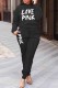 Black Casual Print Letter Hooded Collar Long Sleeve Two Pieces