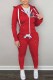 Red Casual Print Patchwork Hooded Collar Long Sleeve Two Pieces