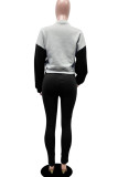 Blue Casual Solid Bandage Patchwork O Neck Long Sleeve Two Pieces