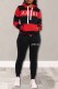Red Casual Striped Letter Hooded Collar Long Sleeve Two Pieces