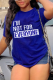 Colorful Blue Casual Fashion Letter Print Basic O Neck T-Shirts