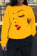 Yellow Casual Street Print Patchwork O Neck Tops
