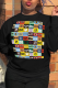Black Street Sportswear Print Patchwork O Neck Tops