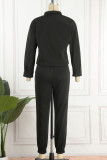 Grey Casual Solid Patchwork Buckle Turndown Collar Long Sleeve Two Pieces