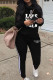 Black Casual Sportswear Print Patchwork Turtleneck Long Sleeve Two Pieces