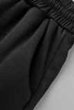 Grey Casual Solid Patchwork Buckle Turndown Collar Long Sleeve Two Pieces