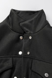 Grey Casual Solid Patchwork Buckle Turndown Collar Long Sleeve Two Pieces
