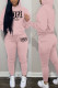 Pink Casual Print Patchwork Hooded Collar Long Sleeve Two Pieces