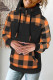 Black Orange Casual Print Patchwork Hooded Collar Tops