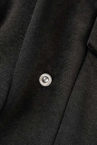 Grey Casual Solid Patchwork Buckle Turndown Collar Long Sleeve Two Pieces