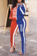 Orange Casual Print Patchwork Zipper Zipper Collar Long Sleeve Two Pieces