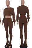 Black Casual Solid Patchwork O Neck Long Sleeve Two Pieces