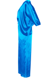 Blue Street Solid Patchwork One Shoulder Straight Jumpsuits
