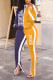 Purple Casual Print Patchwork Zipper Zipper Collar Long Sleeve Two Pieces