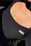 Black Casual Solid Hollowed Out Patchwork Zipper Collar Skinny Jumpsuits