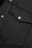 Grey Casual Solid Patchwork Buckle Turndown Collar Long Sleeve Two Pieces