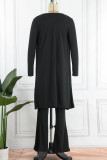 Purple Casual Solid Patchwork Draw String V Neck Long Sleeve Three Pieces
