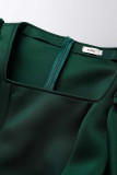 Ink Green Celebrities Elegant Solid Patchwork Square Collar One Step Skirt Dresses