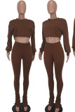 Black Casual Solid Patchwork O Neck Long Sleeve Two Pieces