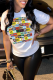 White Casual Daily Print Patchwork O Neck T-Shirts